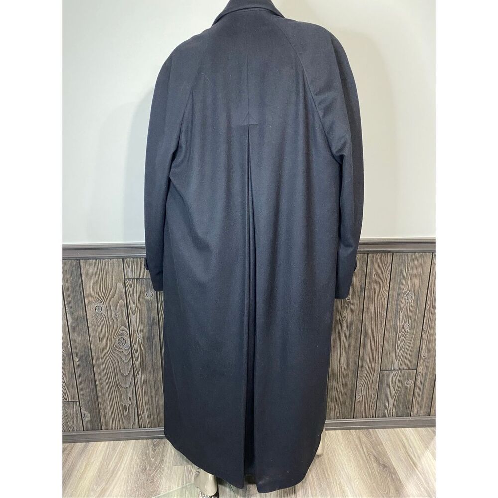Stollery’s unisex 100% cashmere long dark blue trench coat with burgundy lining. - Picture 6 of 12